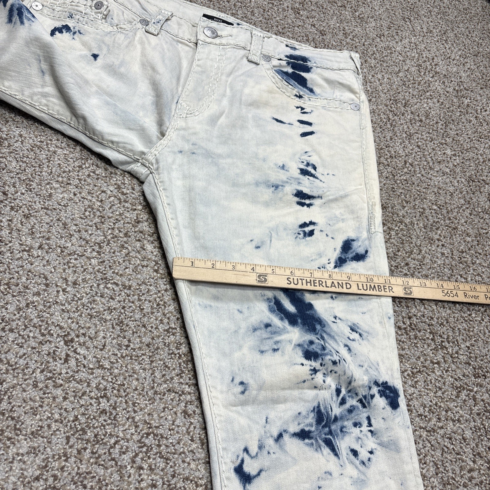 True Religion Jeans Mens 38 Bleach Washed Ricky Relaxed Straight 38 Fits 40x33.5 - View 11