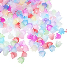 300Pcs 0.3x0.4" Acrylic Frosted Flower Beads Flower Bead Caps, Mixed Color