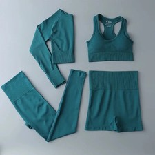 Seamless Women Yoga Set 2PCS Workout Sportswear Gym Clothes Fitness Long Sleeve