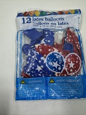 12pc 12" Patriotic Stars Latex Balloons Veterans Day Flag Memorial 4th of July