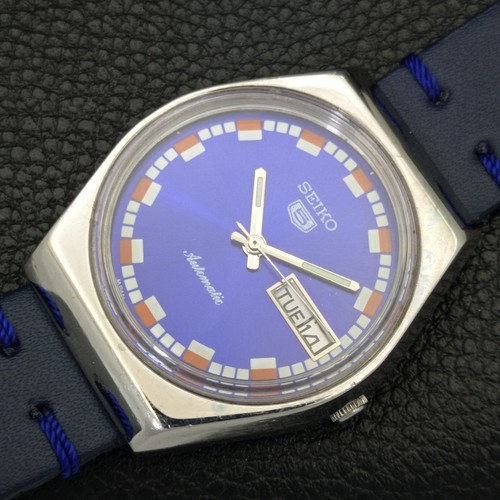 AUTOMATIC VINTAGE SEIKO 5 JAPAN MENS BLUE COLOR DIAL WATCH a701478-1 - Picture 6 of 11