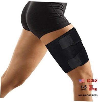 Thigh Wraps Support, Adjustable Compression Neoprene Thigh Sleeve L Black