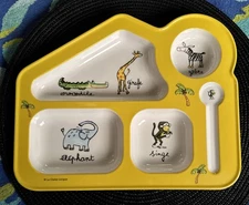 Baby Cie Divided Melamine Plate Animal Theme French Excellent!