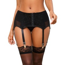 Garter Belt for Women Lace Plus Size Garter Belts for Thigh Highs with 6 Metal C
