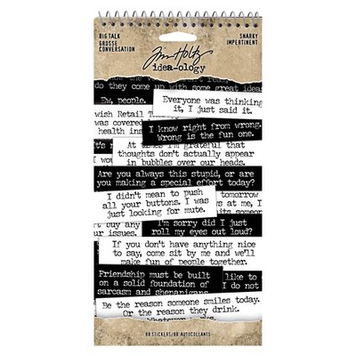 Tim Holtz, Advantus Big Talk Snarky Word Stickers, Medium, Black and White