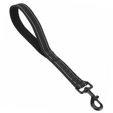 Short Dog Leash Padded Handle Traffic Control Heavy Duty Reflective Black 15 In