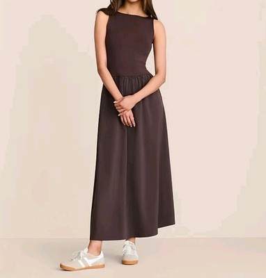Loft Lou & Grey Mixed Media Maxi Dress Wood Grain BROWN  NWT $98   M