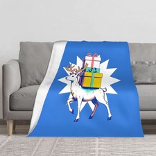 Reindeer with Presents Christmas Flannel Fleece Throw Blanket