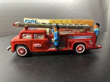 Vintage STI MF-718 Tin Fire Truck Friction w/ Siren  Ladder  Original Box