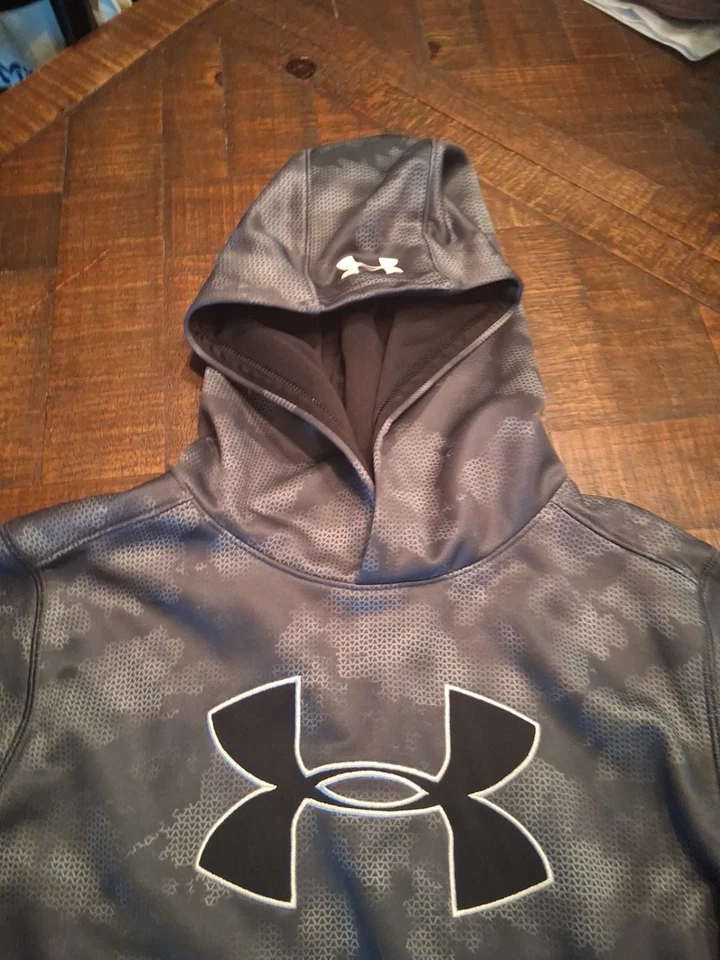 Youth Under Armour Size L Hoodie Grey Camo Pull Over Pockets Logo - Image 2 of 4