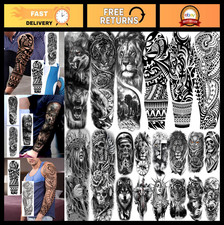 20 Sheets Tribal Wolf Tiger Lion Temporary Tattoos Sleeve for Men  Women - 3D G