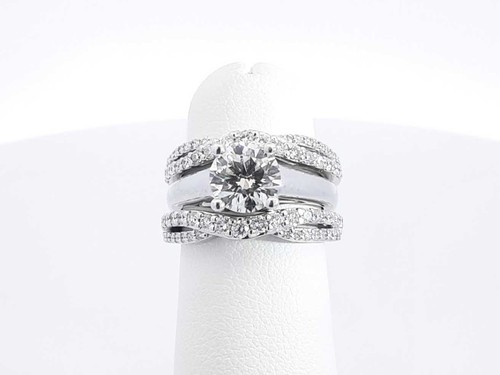 1.55 Cttw Diamond & 14k White Gold Wedding Set 10.3 Grams Size 4 Fw0426wxzdu