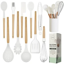 Silicone Cooking Utensils Set White 11Pcs Spatula Sets for Kitchenware