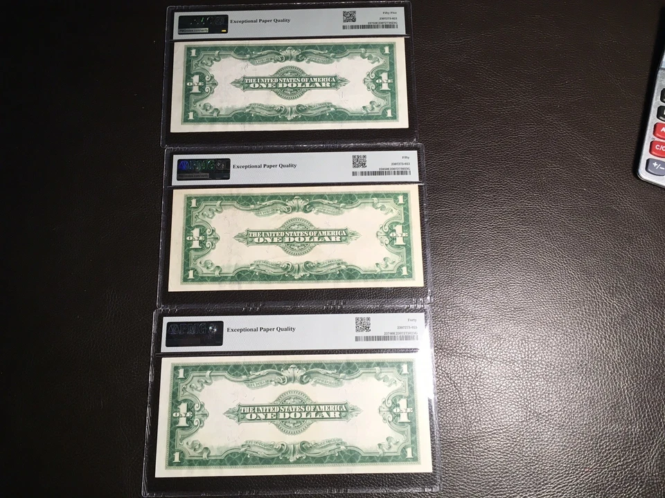 3 件套 1923 银质证书。 PMG 40-50-55 全 EPQ! Fr.237-238 高档 — 第 2/4 张图片