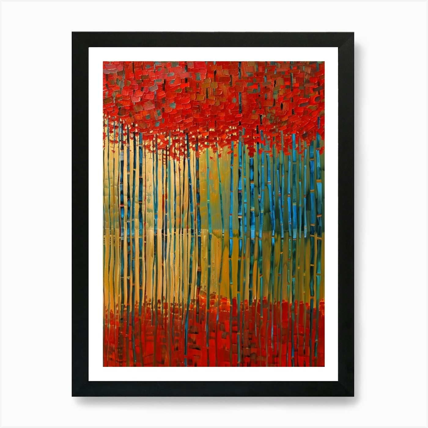Red Trees Framed Art Print Canvas Wall Decor Picture