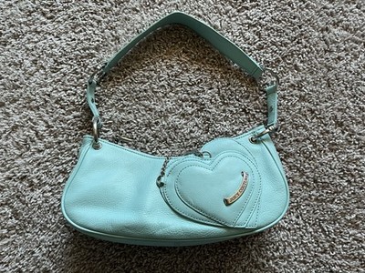 Vintage Juicy Couture Y2K Blue 100% Genuine Leather Shoulder Bag