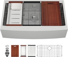 36 Farmhouse Sink Stainless Steel Sarlai 36" Kitchen Ledge Workstation Apron