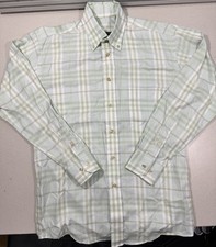 Burberry London Mens Mint/White/Taupe Plaid Button-Down Shirt Size S - USA Made