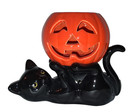 Black Cat Jack Lantern Pumpkin Tealight votive Candle Holder Halloween Partylite — photo 1