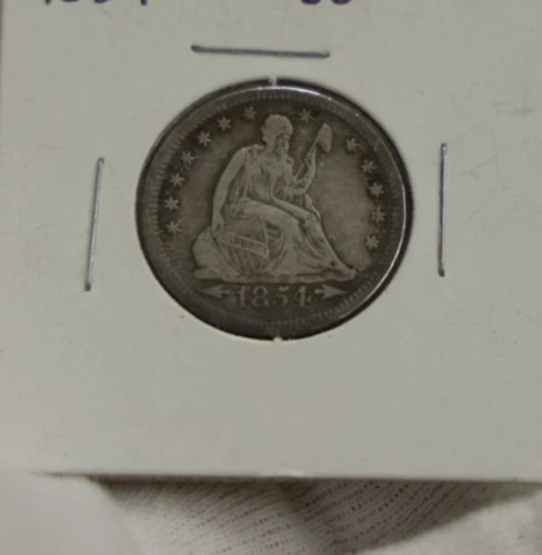 1854 US Seated Liberty Quarter F/VF Toned