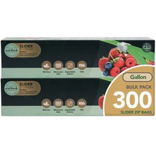 Gallon Slider Storage Bags 300 Pack — Reusable Freezer Bags with Expandable B...