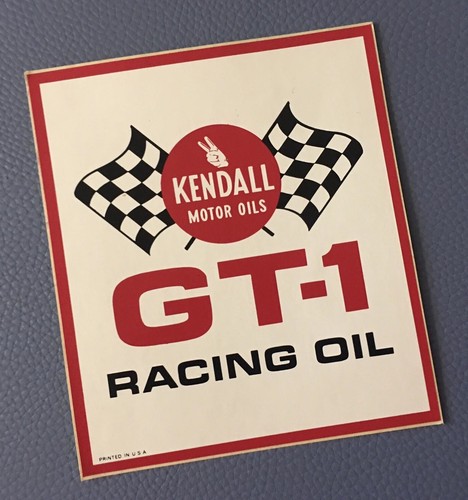 Vintage GT-1 KENDELL MOTOR OIL Racing GLOSSY STICKER TRUCK Auto ...