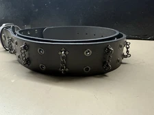 New Unisex Hot Topic Black Chain Black Belt Rocker Biker Size X-Large (40-42)