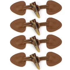 Camel Leather Sew-On Toggles Closure with Wood Horn Button for Coat Jakcet Se