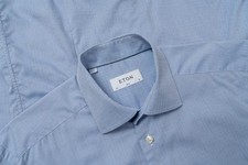 Men Eton shirt blue cotton 40/L/48