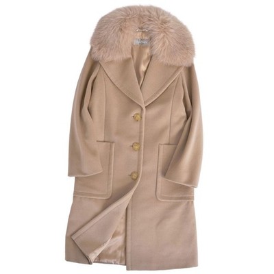 Max Mara Coat Long Chester Fox Fur Wool Outerwear JI36 (XS) Used MOLO-0