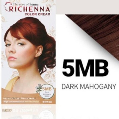 RICHENNA Color Cream Hair Dye With Henna #5MB Dark Mahogany Easy Self Hair Dye