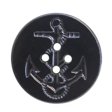Navy Button: 50 ligne Peacoat Black Plastic Button Approximately 1-1/4" diameter