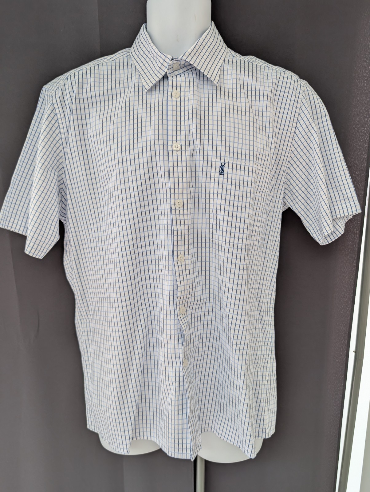Camicia vintage Yves Saint Laurent YSL taglia L manica corta quadri cotone ottime condizioni