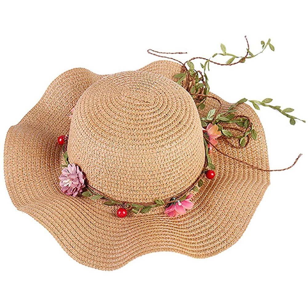 APL Cappellino da sole per bambini ragazza cappello da spiaggia ghirlanda cappello di paglia largo tesa 6017