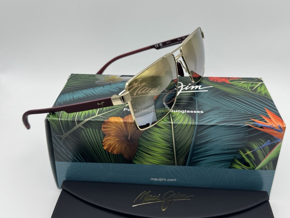 Maui Jim Piha DGS621-16 - Shiny Gold W /Burgundy / Dual Mirror