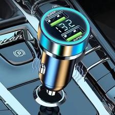 Dual USB Port Car Phone Charger Super Fast Charging Adapter with Voltage Display