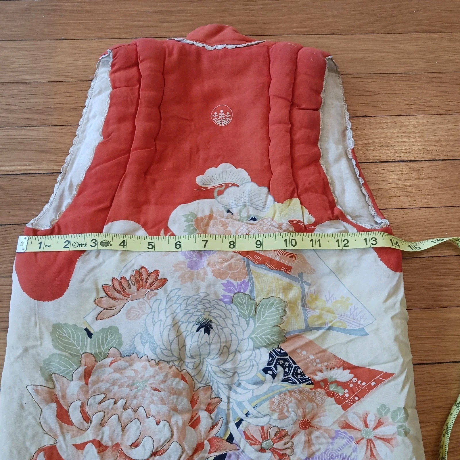 Vintage Child's Japanese Quilted Vest Floral Print Tie Front Old
