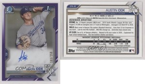 2021 Bowman Chrome Prospects Auto Purple Refractor /250 Austin Cox #CPA-AC Auto