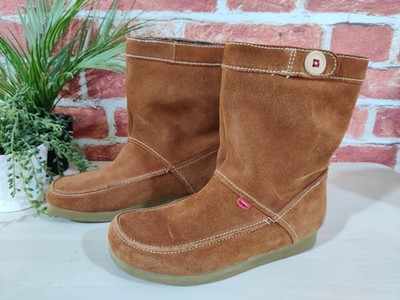 KICKERS FOX BRAUNE HALBHOHE STIEFEL UK 7 EU 40 WILDLEDER SHERPA GEFÜTTERT WARM WINTER FLACH