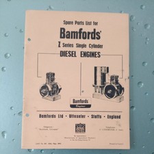 Bamfords  Z Series Single Cylinder Diesel Engines Spare Parts List May 1952 