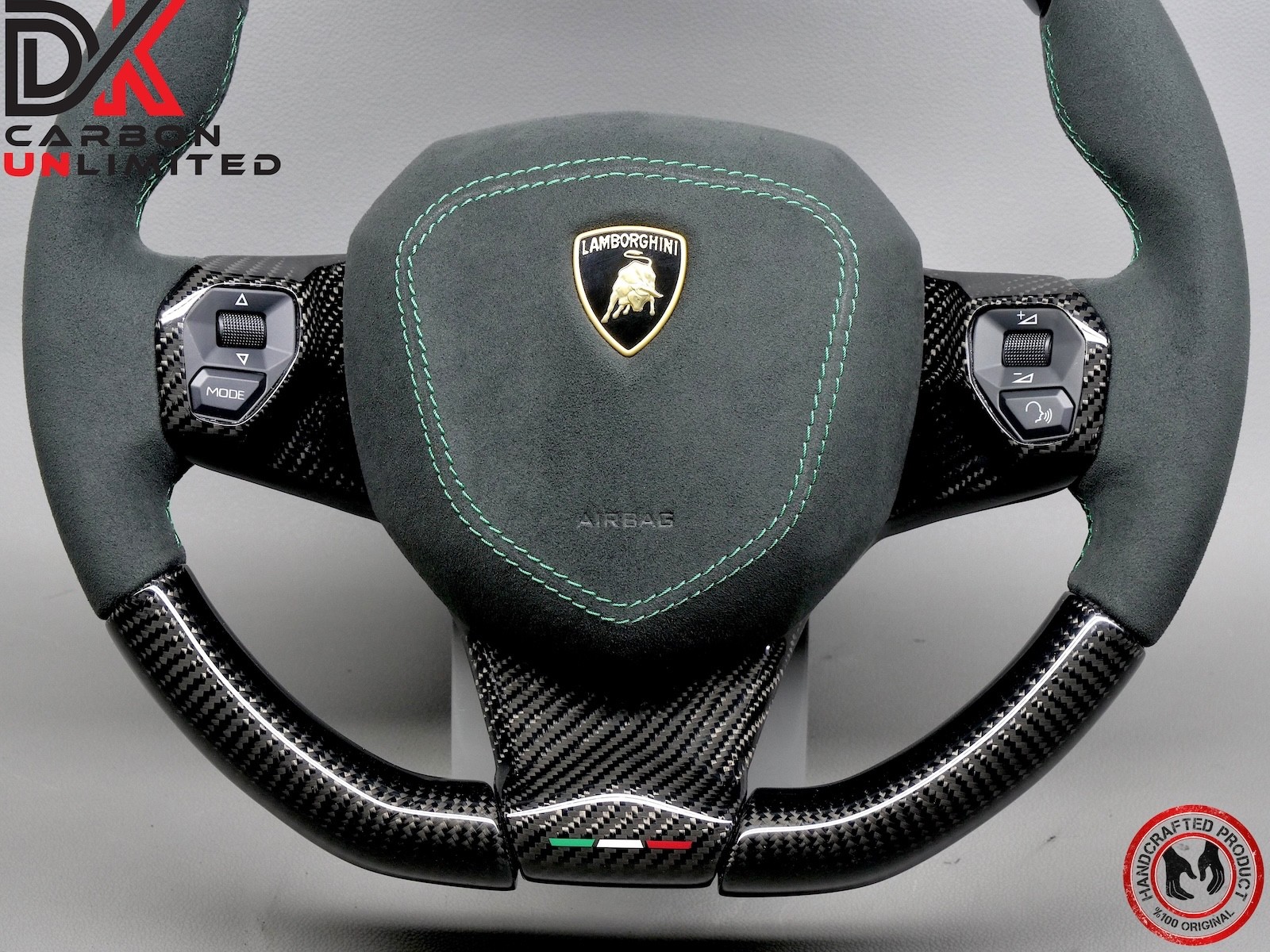 Lamborghini Aventador LP700 LP750 Green Ring Alcantara Carbon Steering Wheel v4