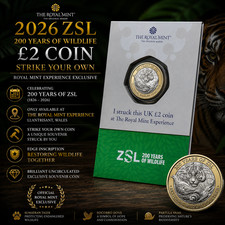 2026 ZSL £2 Strike Your Own Coin Royal Mint Experience BU Exclusive in Card