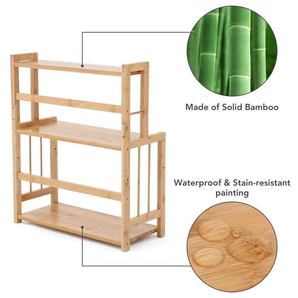 Porte-épices Étagère en bois avec 3 étagères pour épices, bocaux et accessoir... - Photo 4/4