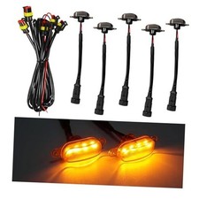 Dickno 5PCS Car Grille Lights, Bright Amber LED Grill Lights 5 PCS Black Yellow
