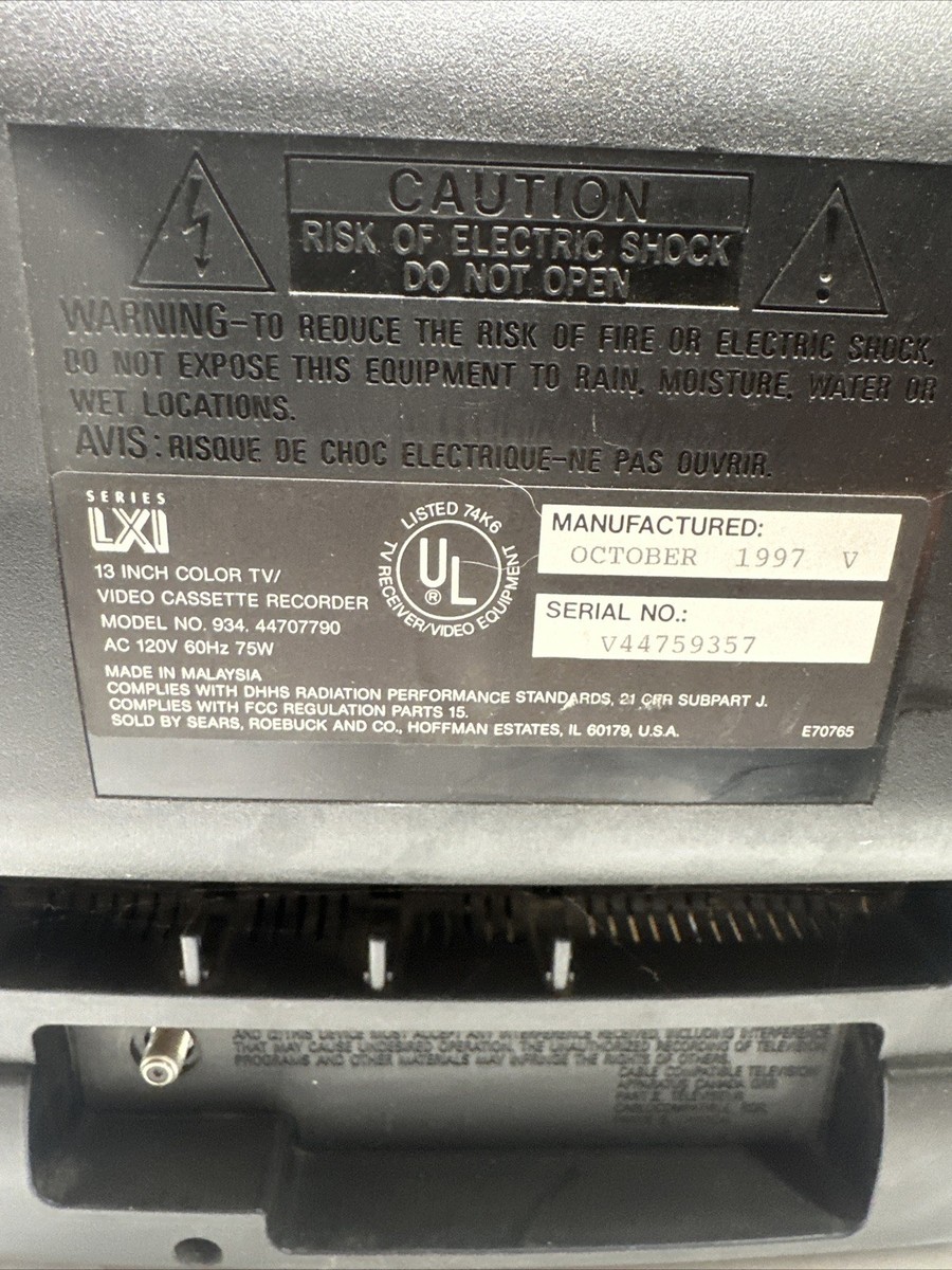 VTG LXI Series 13 inch Color Television/VCR 934-44707790 For