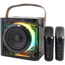 MHT777 Portable Karaoke System with 2 Wireless Microphones, Bluetooth 5.0, Po...
