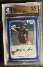 2011 bowman chrome prospects STARLING MARTE #BCP178 BLUE REFRACTOR AUTO /150