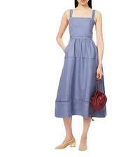 NEW Reformation Everett Linen Midi Dress Cornflower Blue | US 2 UK 6