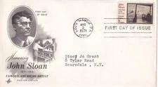 STAMP US SCOTT 1433 "John Sloan" 8 CENT 1971 FDC - D