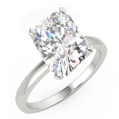 2.03 Ct Radiant Cut I1/E Solitaire Diamond Engagement Ring 14K White Gold